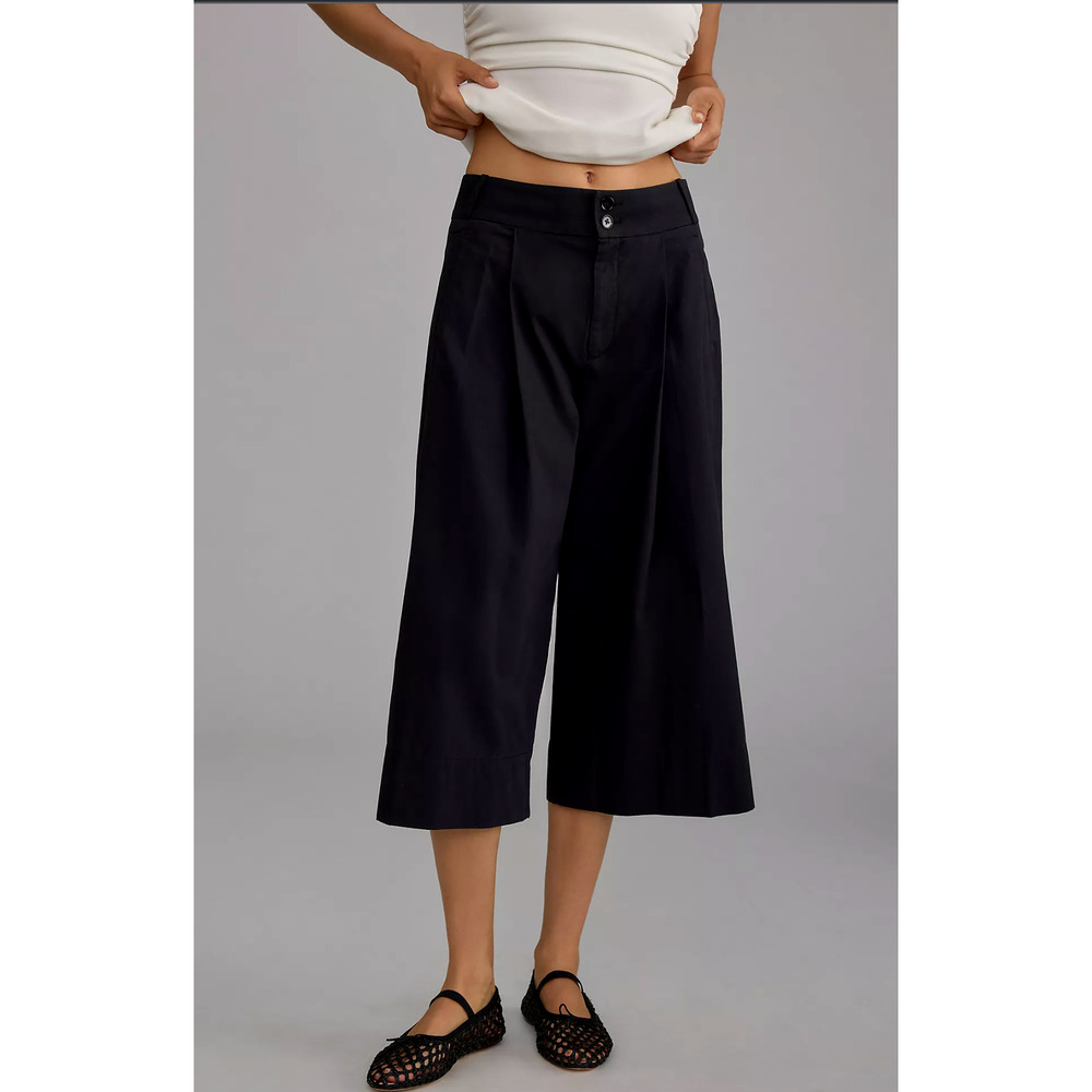 New Anthropologie Cropped Wide-Leg Trousers - New 4P